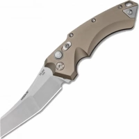 Автоматический складной нож Hogue Wharncliffe EX-A05, клинок Stonewash, сталь 154CM, рукоять пустынный алюминий купить в Орле