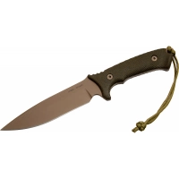 Нож с фиксированным клинком Spartan Blades Harsey Difensa, сталь CPM-S35VN Flat Dark Earth, рукоять зеленая микарта, чехол песочный купить в Орле