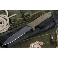 Нож с фиксированным клинком Spartan Breed Fighter (Black SpartaCoat/Green Micarta/Black Molle Sheath) 13.97 см. купить в Орле